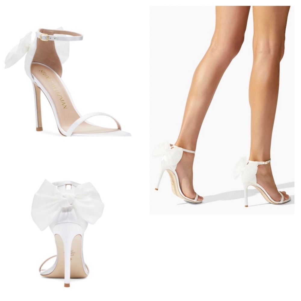STUART WEITZMAN white bow strappy heel sandal NIB $498 9.5B